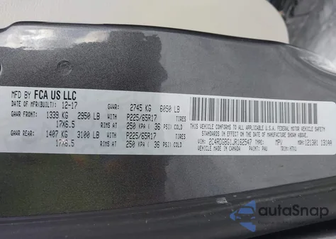 2018 Dodge Grand Caravan Se from USA, damaged, VIN 2C4RDGBG1JR162547